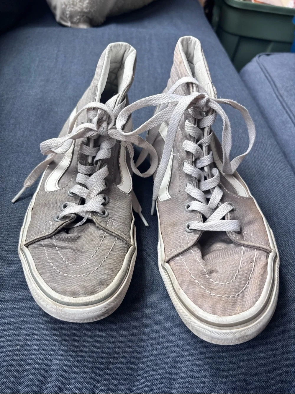 Vans Kids High-Top Sneakers in Taupe with White Stripe